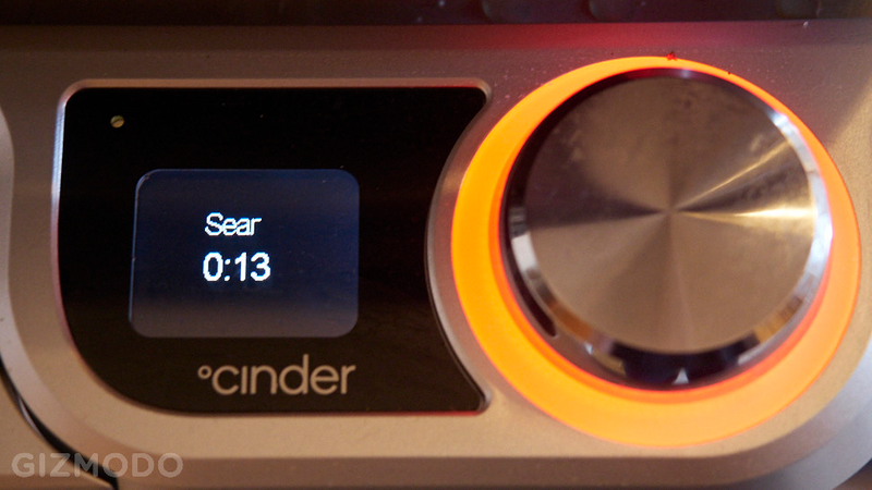 Adjust the dial to change the temperature or set to sear, which gets the grill scorching hot.